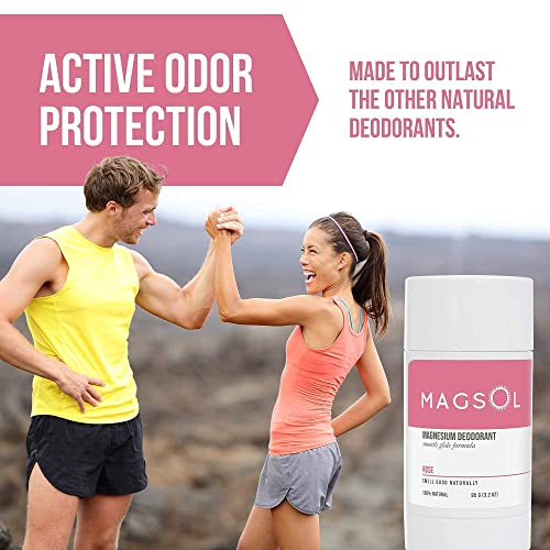Magsol Natural Deodorant For Women & Men - Womens Deodorant With Magnesium - Perfect For Ultra Sensitive Skin, Aluminum Free Deodorant For Women, Baking Soda Free (2 Pack Bundle: Rose & Sandalwood) #TOP2