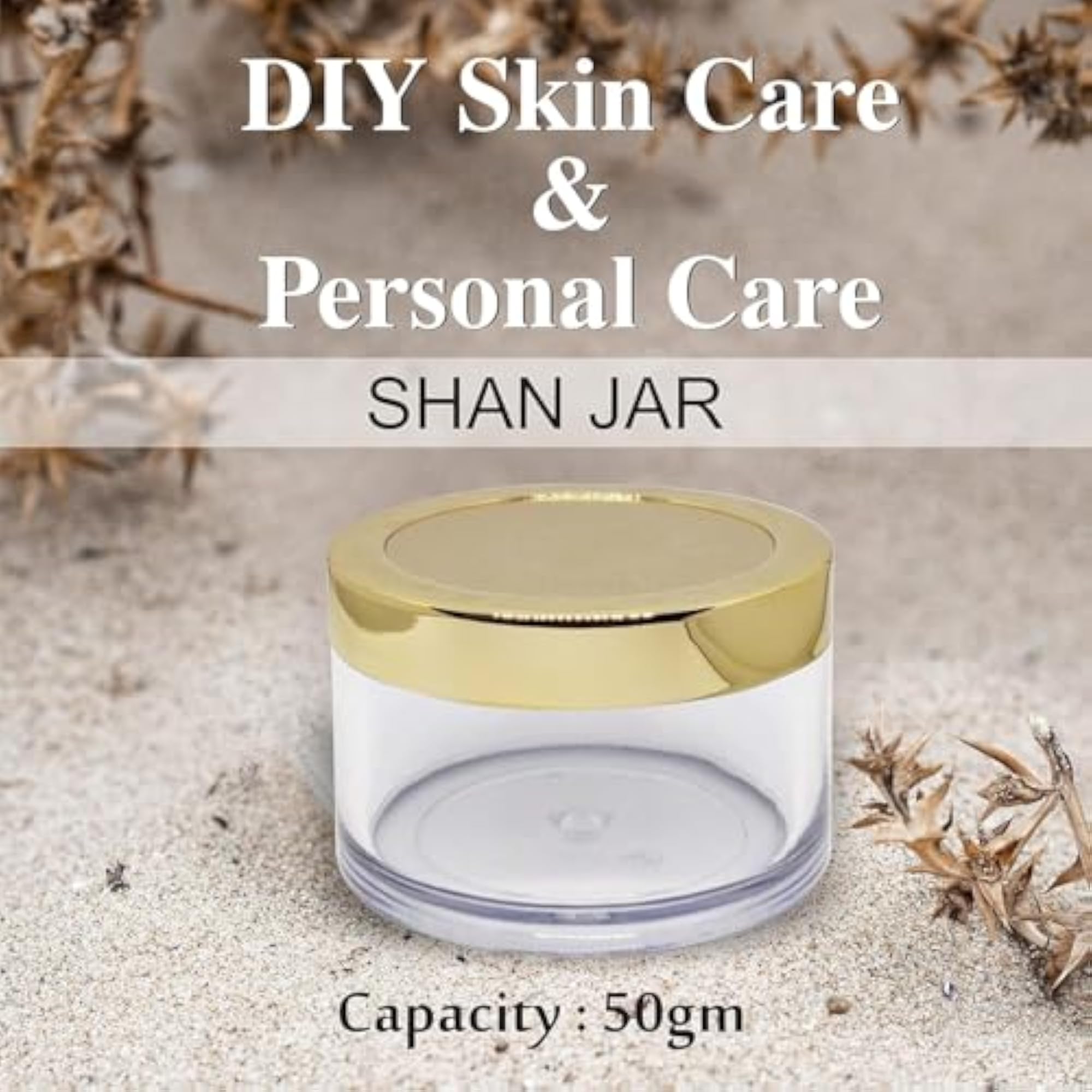 50gm Acrylic Gold Container for Cosmetics, Pack of 1