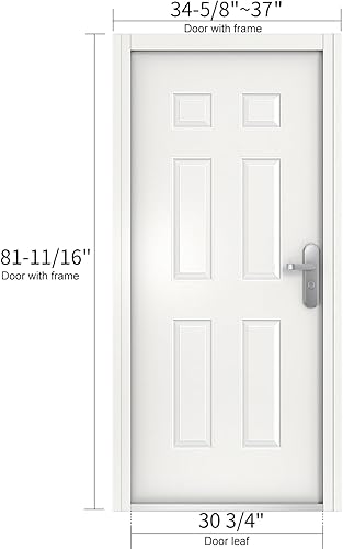 Miniatura 10 de VIZ-PRO Puerta de seguridad de acero de montaje rápido con marco y herrajes, 6 paneles blancos con bisagras laterales derechos hacia afuera, losa de