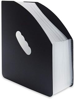 Marte Vanci 13 Pieces Desktop Storage Expander Accordion A4 Document File Letter Organizer Desktop Stand Expanding File Magazine Holder Space-saving for Office Home Class Black