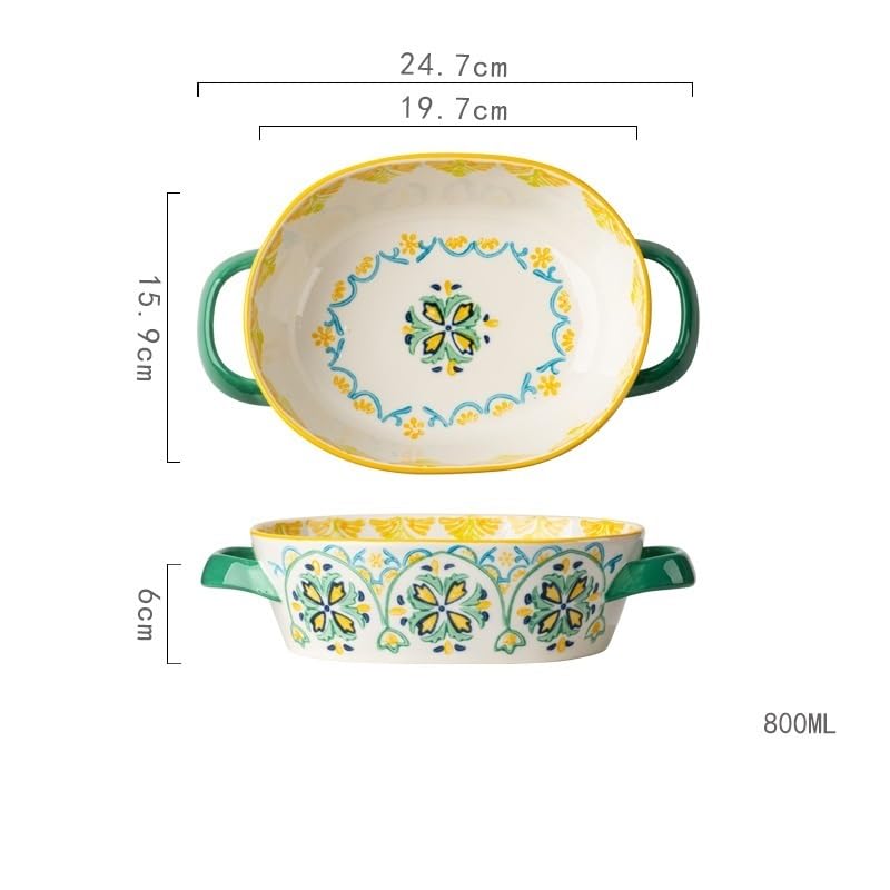 Auflaufformen 800 ml Keramik-Backformen, Backgeschirr-Sets mit Griffen, Lasagneform for Backen, Kuchen, Küche, Mikrowelle, spülmaschinenfest Lasagneform