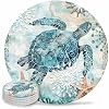 Posavasos De Cerámica Y Cuero Con Motivo De Tortuga – Antideslizante, 10 Cm, Ideal Para Café O Té (Foxercases)