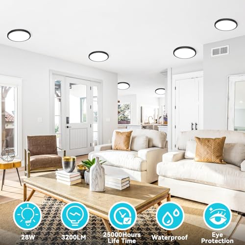 Image of libtit 7 Inch Oil Rubbed Bronze Flush Mount Ceiling Light, 15W Ceiling Light Fixture,3000K /4000K /6500K Color Selectable,Ultra-Thin Round Ceiling Lighting Fixture for Bedroom Kitchen Pantry Basement