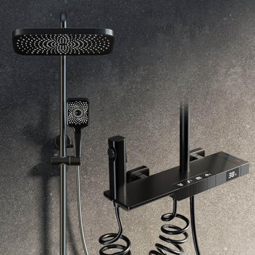Digital Thermostat Shower System with 3-Mode Hand Shower, Hidden Waterfall Faucet, Booster Spray Gun for Modern Bathroom Experience