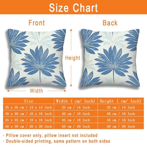 Housse de coussin 40x40 tropical extérieur imperméable lot de 4 bleu