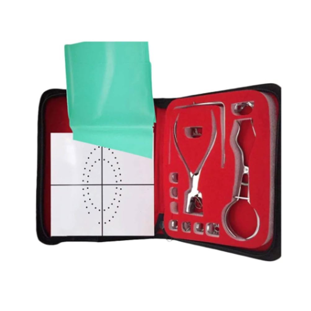 Kofferdam-Set, Zahnmedizinisches Kofferdam-Set, mit Mehreren Klemmen, Locherzange, Rahmen und Lederetui, für zahnärztliches Training