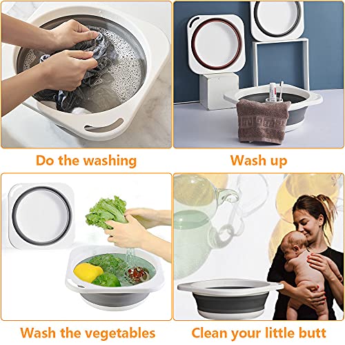 Collapsible Multipurpose Plastic Washing Basin, Small Portable Folding Dish Tub, Dish Pan 5L(1.4 Gallon) (Blue, 1) #TOP5