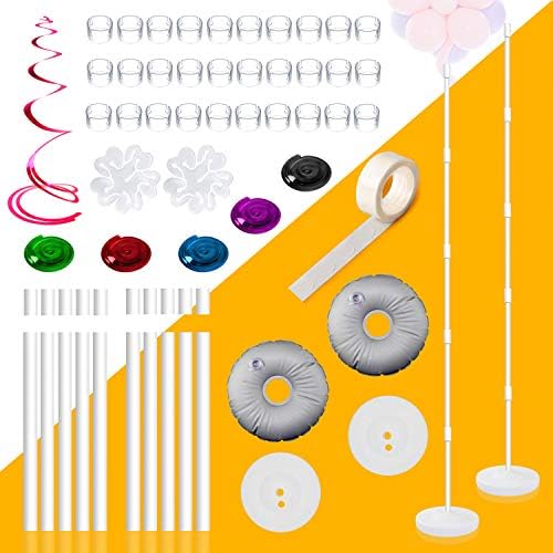 2 Set Balloon Column Kit Base Stand and Pole, KABB 61 inch Height [UPGRADE] Balloon Column Stand, 30Pcs Balloon Rings DIY Balloon Stand Arch Kit for Birthday Party Wedding Garden & Event Decorations