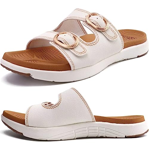 COFACE-Womens-Orthotic-Slides-Comfort-Plantar-Fasciitis-Arch-Support-Slip-on-Flat-Sandals-Ladies-Soft-Cushion-Fashion-Yoga-Mat-Slippers-With-Adjustable-Straps