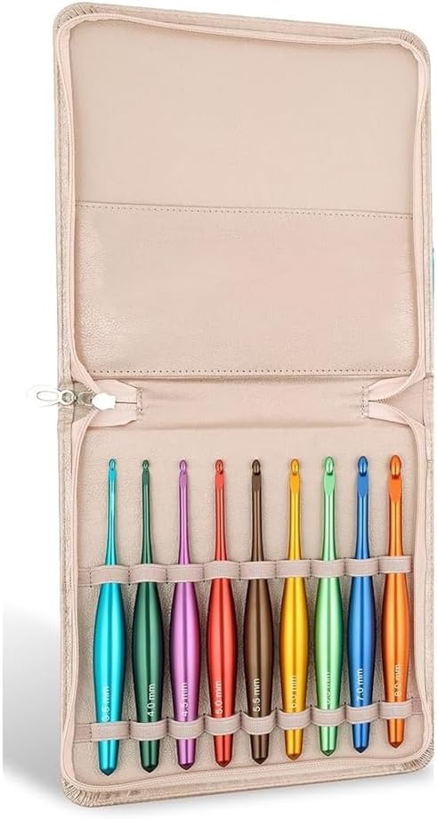 9ピース カラフル 酸化アルミニウム かぎ針編みフックセット ハンドポリッシュ プレミアム アルミニウム メタル かぎ針 セット 流