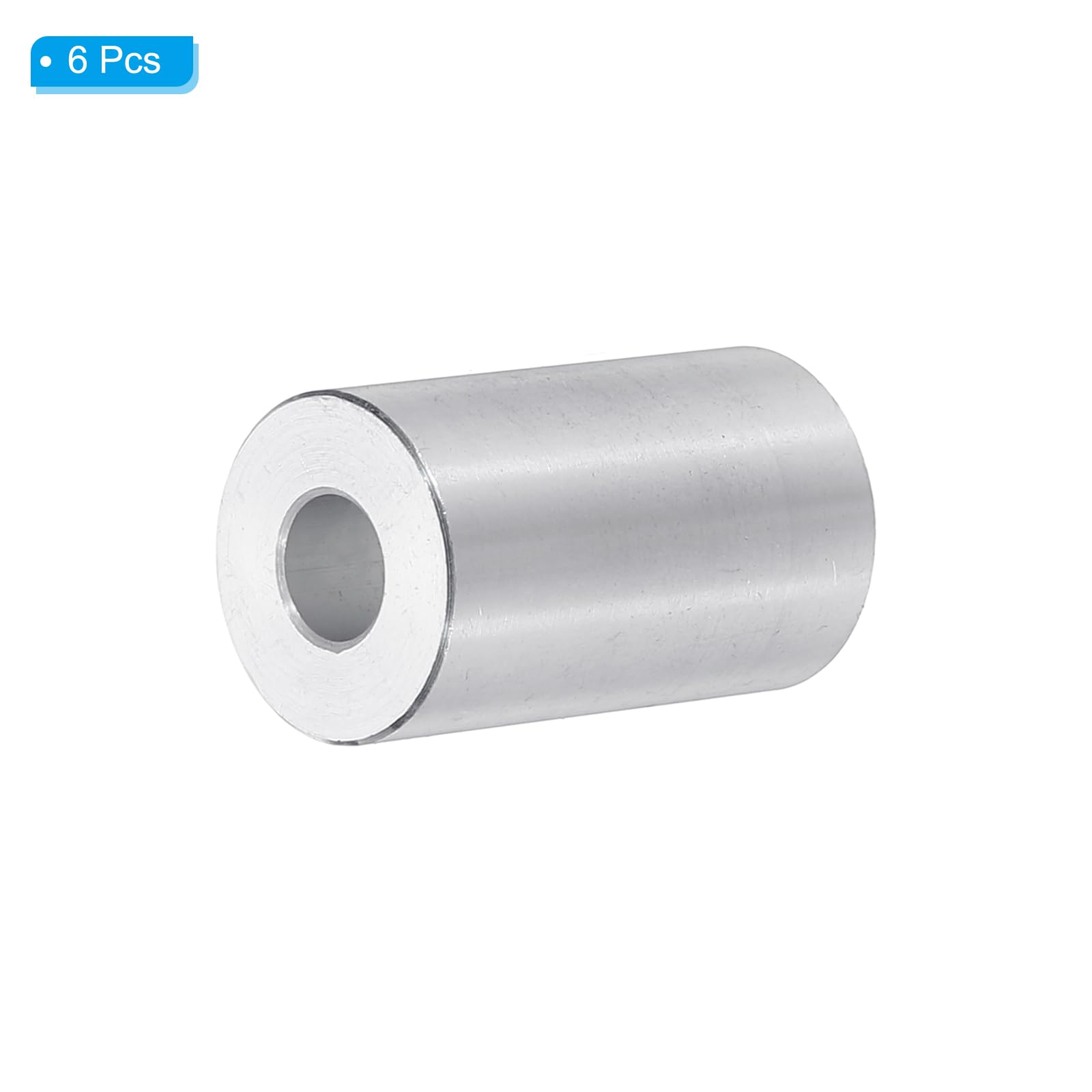PATIKIL M6 Aluminum Spacers, 6pcs 1/4" x 5/8" Round Metal Spacers for 1/4 or M6 Screw Bolts, Unthreaded Standoff Bushing 1"L - Image 3