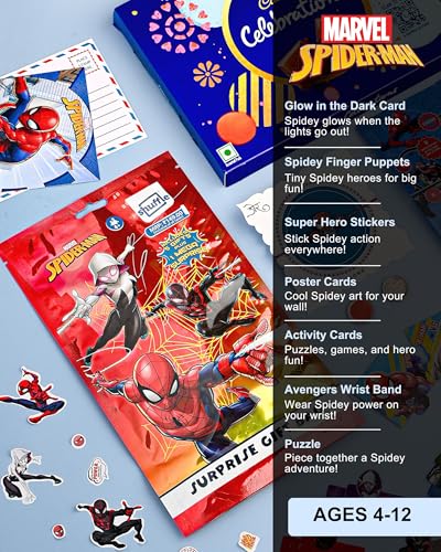 Image of Hyperfoods Rakhi for kids with gift Spiderman rakhi for kids boy Chocolate gift hamper Rakhis Celebrations chocolate box, surprise gift bag & fun activity game for boys
