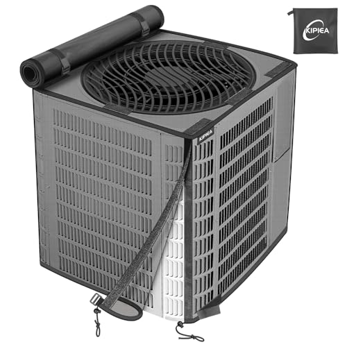 Kipiea 2 in 1 Upgraded Full Mesh Outdoor AC Unit Cover with Detachable 600D Waterproof Top, Air Conditioner Mesh Covers for Outside Units, for All Season (24' W x 24' D x 30' H)