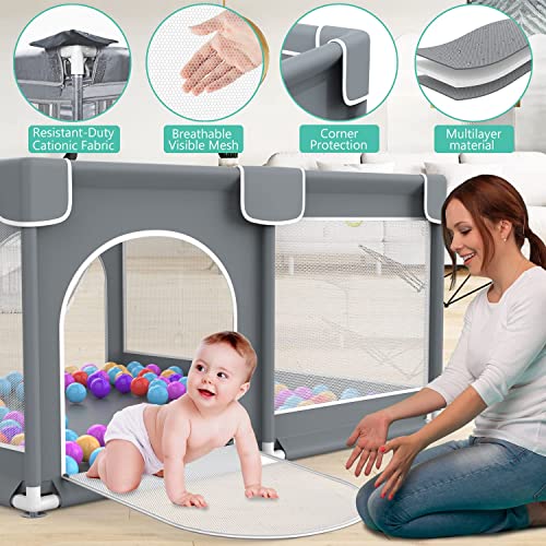 Baby Playpen, Large Baby Playard Baby Playpen For Toddlers, Portable Large Baby Fence Area With Anti-Slip Base, Kids Activity Center With Gate, Baby Play Yard Baby Fence With Soft Breathable Mesh #TOP2