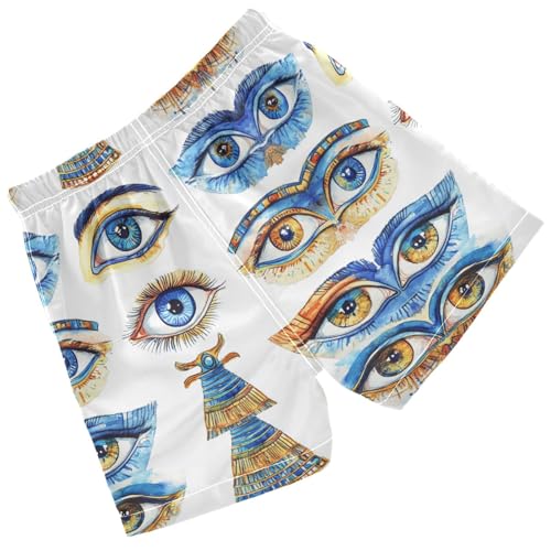Pigsaly Boys' Swim Board Shorts Watercolor Egyptian Blue Evil Eye Boy's Swim Trunks Kids Swimwear 5T2