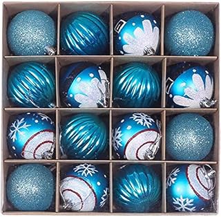 Dproptel 16Pcs 6cm/2.36" Christmas Tree Baubles Shatterproof Plastic Xmas Balls Tree Decorations Ornament Pendants Holiday Party Festival Wedding Decor (Blue)