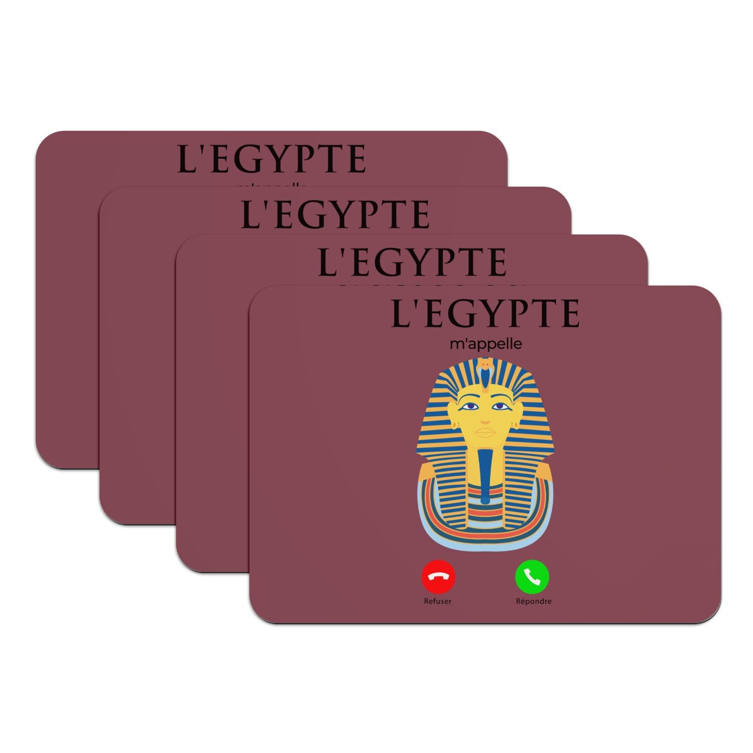 Sets de table en caoutchouc rouge Egypte antique lot de 4 grands formats pour protection de table