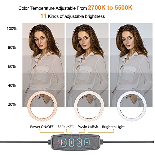 Éclairage annulaire 26cm 18W à intensité variable Zeadio et trépied de table pour streaming