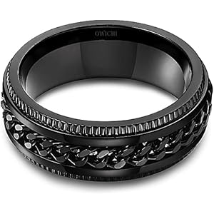 Owichi Stainless Steel Solid Spinner Chain Biker Ring for Men and Boys (Black) 10 51eEfjhtMnL. SL500 . SS300
