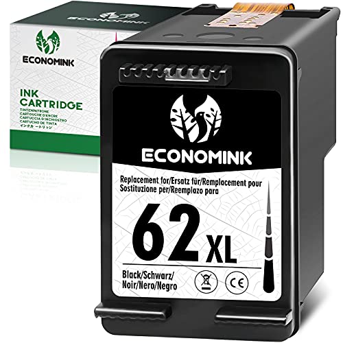 Economink Remanufactured 62 Black Ink Cartridge Replacement for HP 62XL High Yield to use with Envy 7640 5660 5540 7645 7644 5643 5640 5661 5642 7643 OfficeJet 250 200 5741 5740 5745 ,1 Pack