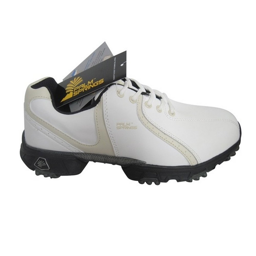 Palm Springs Ladies Waterproof Leather Golf Shoes White/Tan
