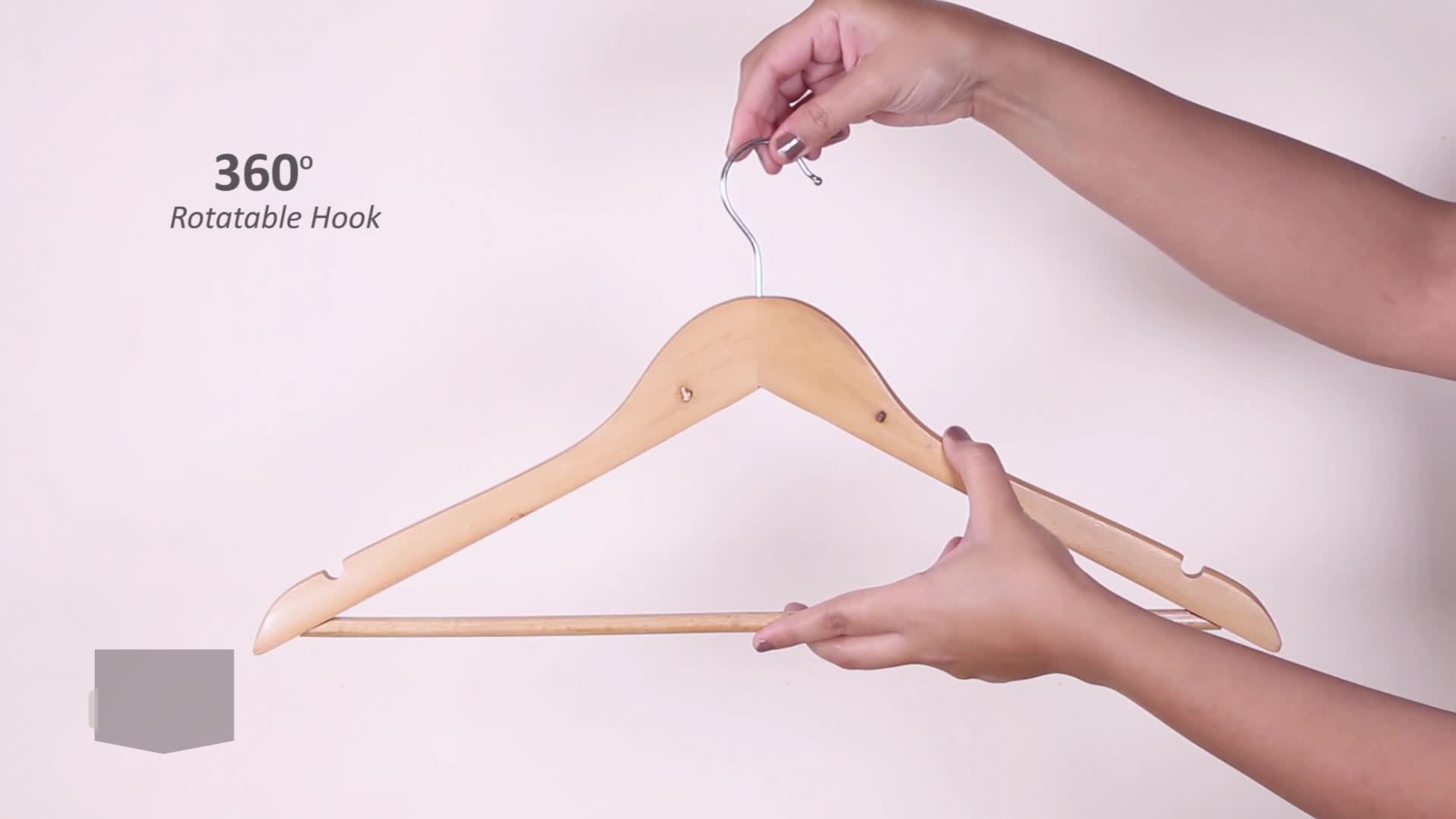 Utopia Home Pack of 20 Non-Slip Premium Wooden Hangers - 360