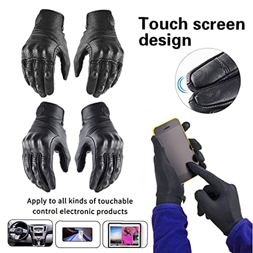 Motorfiets Handschoenen, Touchscreen Handschoenen, Ademend Lederen Handschoenen Voor Scooter Motocross Mtb L - Image 7