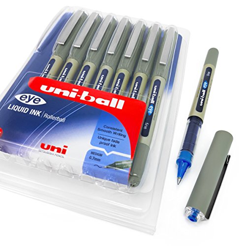 Uni-Ball  Lot de 8 stylos à bille, pointe 0,7 mm, encre bleue - UB-157