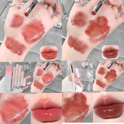 Image of Gege Bear Moisturizing Solid Lip Gloss Set | High-Pigment Gloss Stick with Glossy Finish | Luxury Lipstick with Rich Color & Hydration | Nourishing Lip Balm Texture Meets Vibrant (05# Maple, 2g)