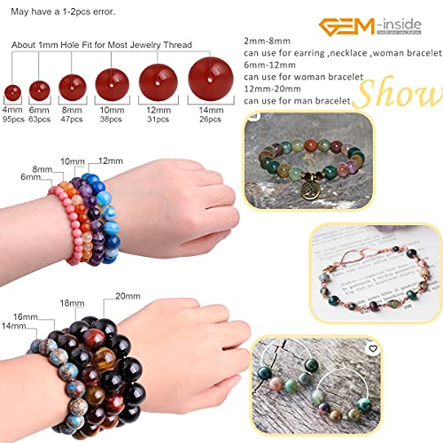 Gem-Inside Natural 12Mm Indian Agate Gemstone Loose Beads Round Crystal Energy Stone Power For Jewelry Making 15'' #TOP4