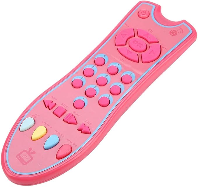 Amazon リモコン音楽おもちゃ 音声おもちゃ 英語 スペイン語 フランス語 赤ちゃん音楽リモコン玩具 模擬テレビリモコン 電子番号 学習教育 キッズ玩具 保育園 幼稚園 ピンク 英語 外国語 おもちゃ