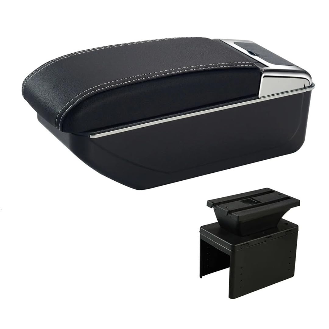 Toiumops Armrest for Universal, Car Armrest Box Center Console Store box(A3 White Line No USB)