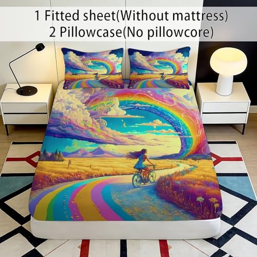 Linge de lit arc-en-ciel en microfibre durable pour matelas 90x200 - 3