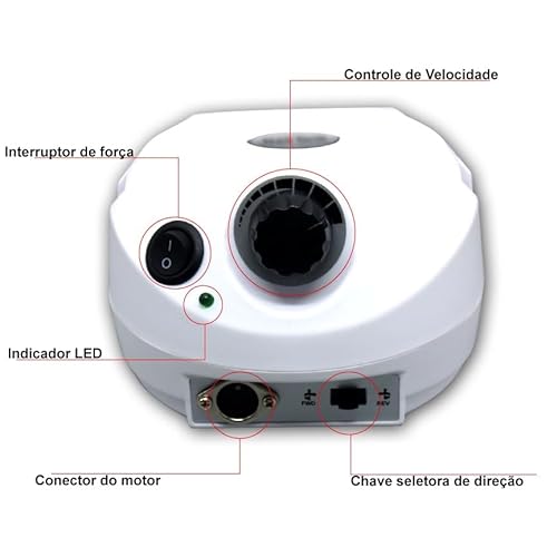 Motor Porquinho Motor com Pedal, Bivolt 110V - 220V, Profissional, Nail Drill com Luz LED