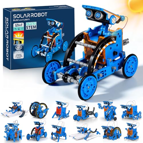 OMWay 12-in-1 Solar Robot Toys STEM Educational Experiment DIY Robotics Set Science Kits for Kids Age 8-10 Solar Powered Building Set Gifts for Boys Teens Age 8-12