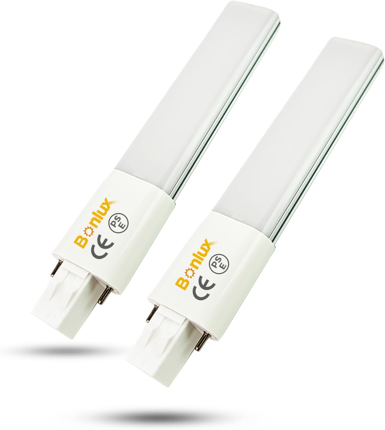 2-Pack 6W GX23 2-Pin LED PL Retrofit Lamp 13W GX23d CFL Replacement 180ยฐ Beam Angle Daylight 6000k LED PL Horizontal Recessed Down Light Bulb (Remove/Bypass The Ballast)