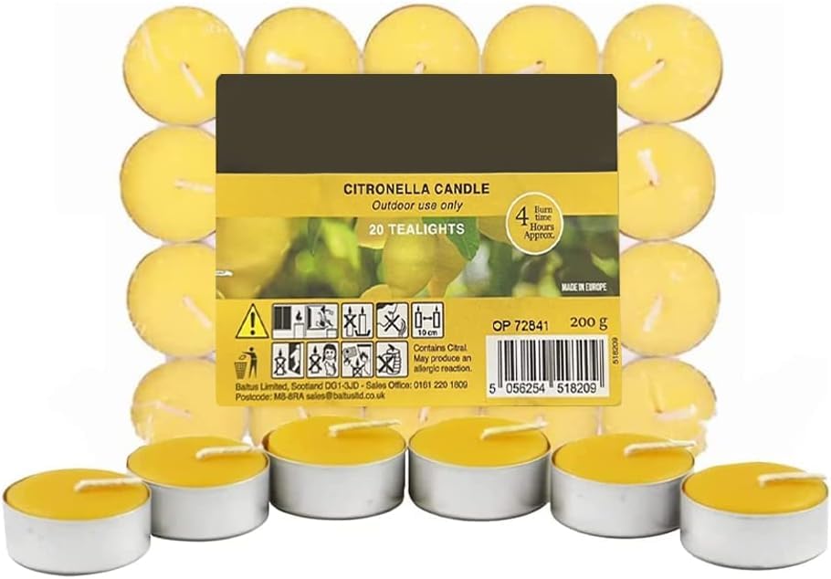 Effective Mosquito Repellent | Insects Repellent for Indoor |Citronella Insect Repellent for Outdoor | Insects Wipeout Kit | Lemon Scented (4 Hours - Pack of 20 Tealights)