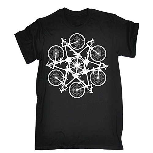 Men's Bicycle Circle Kaleidospoke Design (L - Black) Loose FIT T-Shirt Funny Novelty T Shirt Tee Tshirt Mens Slogan Shirts Best for Men Designs tees Offensive