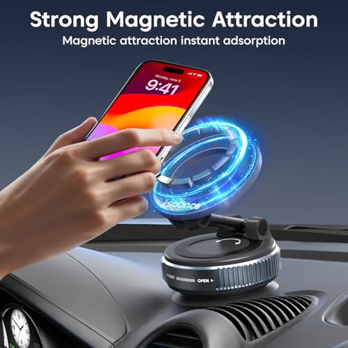 Image of Sounce Universal Magnetic Phone Mount with 360 Rotation and Cup, Designed for Hands-Free Use in Cars, Home Gyms, Mirrors, and Showers, Compatible with All Smartphones - Extended