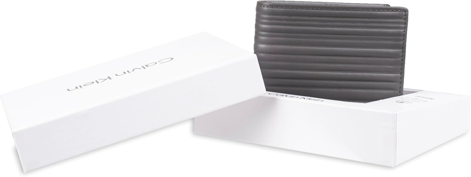 Calvin Klein Men's RFID Leather Minimalist Bifold Wallet with Multiple Card Slots and ID Window - Image 7