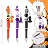 Vellibring 12 Set Halloween Crafting Pens Fall Beadable Pens Bulk Ballpoint DIY Pen Making Kit with Wooden Beads Pendants Lobster Clasps for Halloween Students Teens School Office Supplies #2