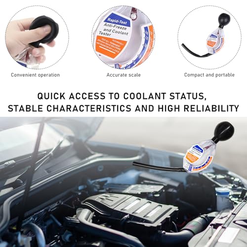 Image of KVAEY 2PCS Coolant Tester Accessory, Automotive Professional Antifreeze Densitometer Freezing Testing Tool, Universal Coolant Hydrometer Tester for Winter and Summer, Car Accessories