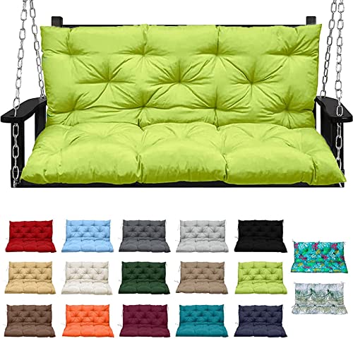 Hollywood Swing Cushion Set Waterproof Garden Swing Seat & Backrest Pillow Stitched Bank Cushion for 23 People Grass Green 120x100cmPerfect Patio Accessory