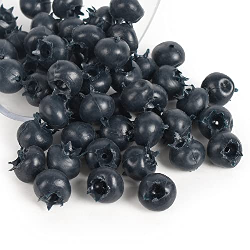 Luckforest Artificial Blueberry, 50Pcs Fake Blueberry Without Frost Lifelike Blueberries Simulation Blue Berries Fake Fruit for DIY Craft Home Kitchen Cabinet Food Photography Props