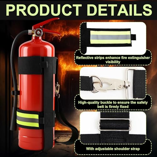 Image of Shyyween 1 Pcs Adjustable Fire Extinguisher Carrying Strap with Reflective Firefighter Gear Water Can Extinguisher Strap High-strength Nylon Webbing with Metal Buckle for Fire Safety (Green)