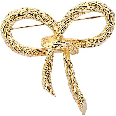 Elegant Gold Bow Tie Brooch for Women Simple Dress Coat Lapel Pin Fashion Brooches for Wedding Cardigan Jewelry Small Pin for Clothes Stylish Broach Accessory