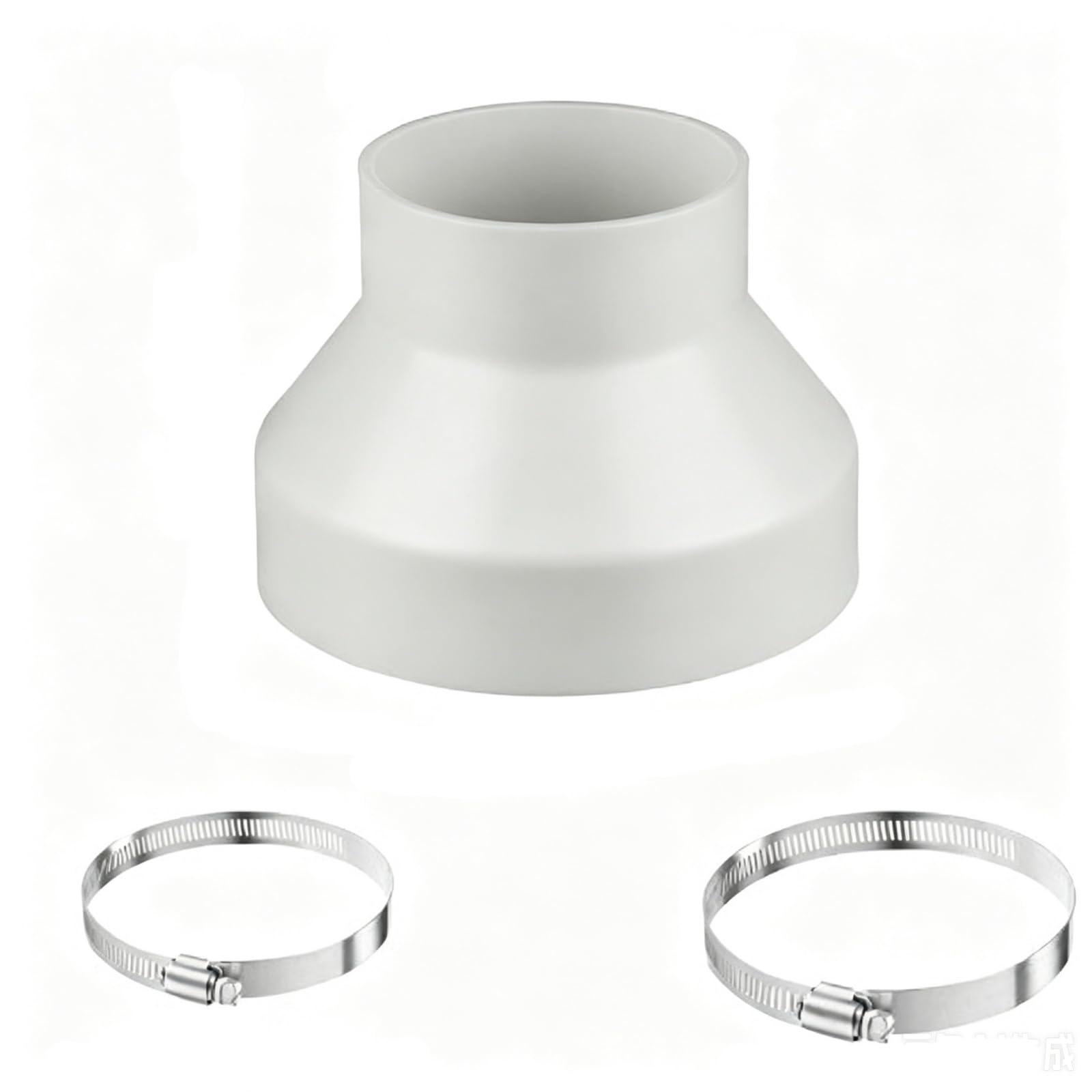 Ducting Reducer 150mm to 100mm (6” to 4”) with Stainless Steel Clamps