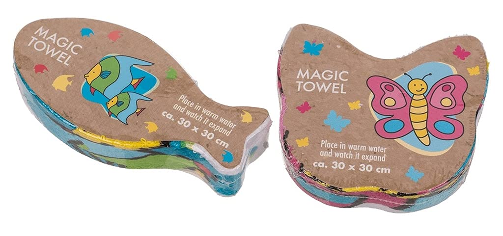 Palleon Set di 12 asciugamani magici in cotone con unicorno o motivo calcio (animali)