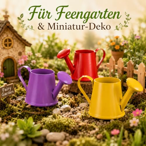 Petits arrosoirs en métal lot de 6 mini pots déco - 5