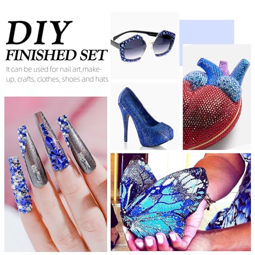 Image of Sapphire Flatback Rhinestones, Glass Rhinestones for Nail Art and Craft, Glue Fix, Loose Crystal Gemstones(Blue, SS4, 1440pcs, 1.5-1.7mm)